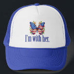 I'm With Her Cute Kamala Harris Butterfly Trucker Hat<br><div class="desc">I'm with Her hat. Support Kamala Harris for President. Beautiful American flag butterfly with pretty flowers for a democrat who likes cute political designs.</div>