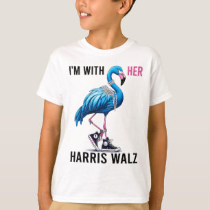 I'm With Her Harris W Flamingo Vote Blue T-Shirt