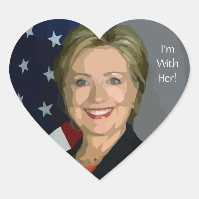 I'm With Her Heart Shaped Hillary Stickers (Front)