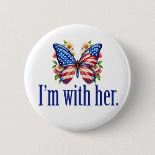 I'm With Her Kamala Harris for President Butterfly 6 Cm Round Badge