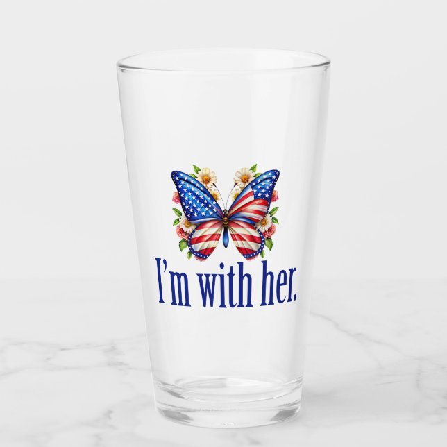 I'm With Her Kamala Harris for President Butterfly Glass (Front)