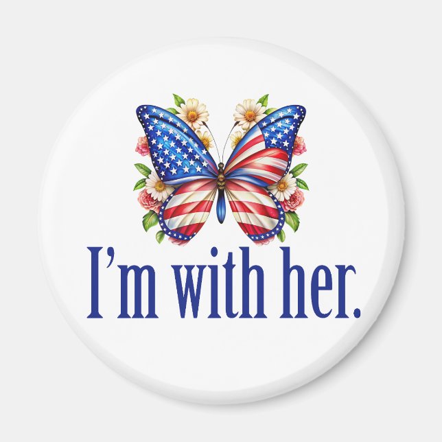 I'm With Her Kamala Harris for President Butterfly Magnet (Front)