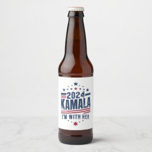 I'm With Her Kamala Vote For 2024 Kamala-Harris Beer Bottle Label