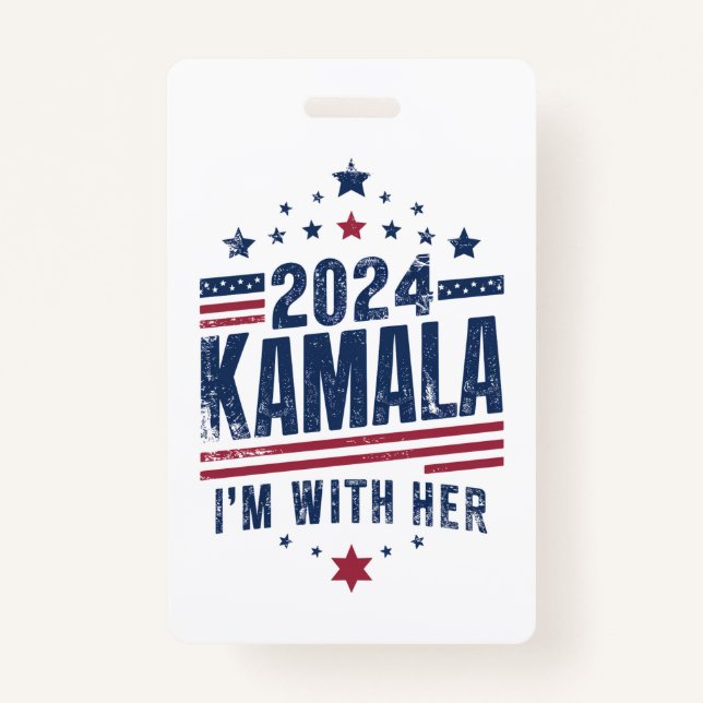 I'm With Her Kamala Vote For 2024 Kamala-Harris ID Badge (Front)