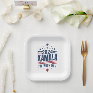 I'm With Her Kamala Vote For 2024 Kamala-Harris Paper Plate