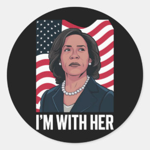 I'm With Her Kamala Vote For 2024 President Classic Round Sticker