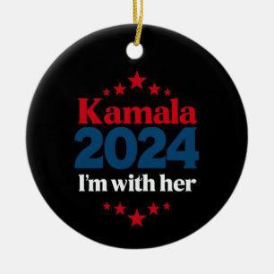 I'm With Her Kamala Vote For 2024 President Kamala Ceramic Tree Decoration