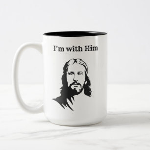 I'm With Him (Jesus) Two-Tone Coffee Mug