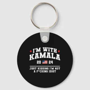 I'm With Kamala Just Kidding Funny Vote Donald Tru Key Ring