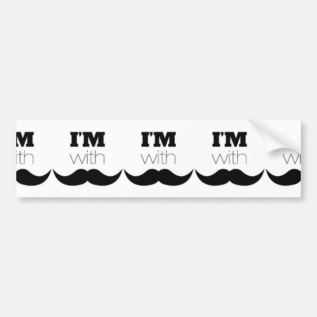 I'm With Moustache Bumper Sticker (Front)