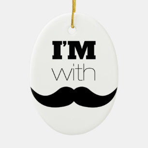I'm With Moustache Ceramic Tree Decoration