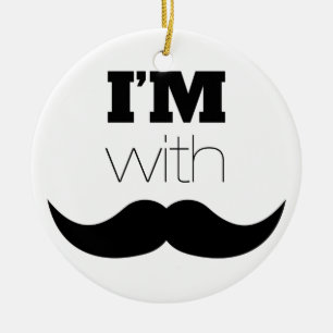 I'm With Moustache Ceramic Tree Decoration