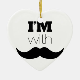 I'm With Moustache Ceramic Tree Decoration