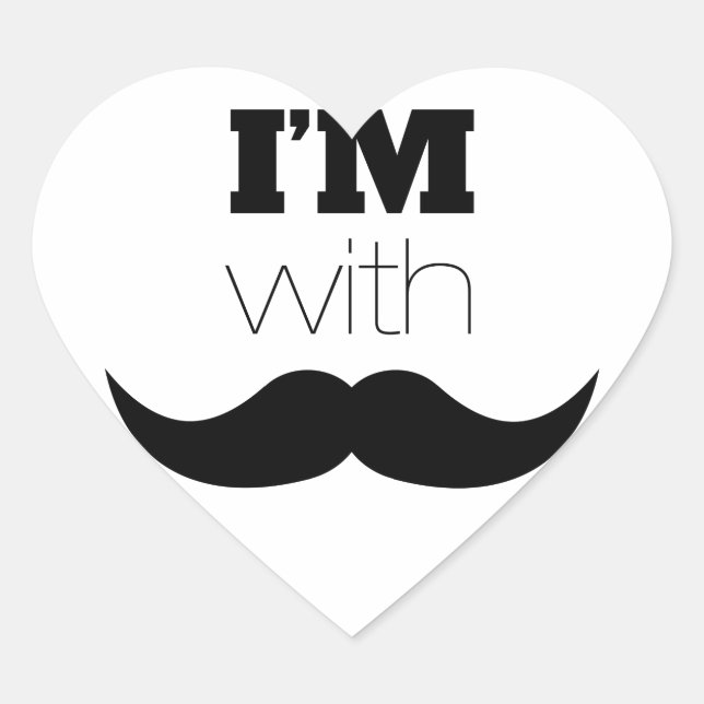 I'm With Moustache Heart Sticker (Front)