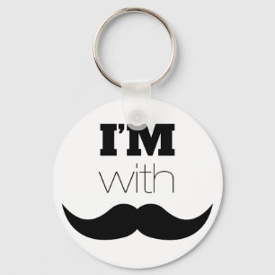 I'm With Moustache Key Ring