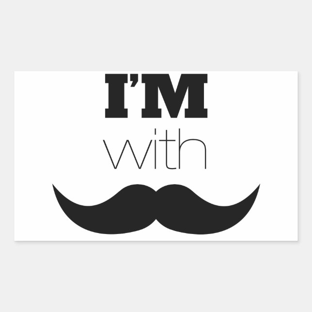 I'm With Moustache Rectangular Sticker (Front)