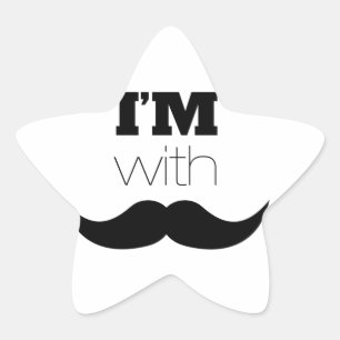 I'm With Moustache Star Sticker