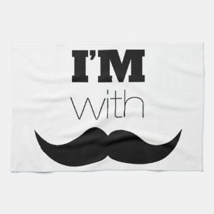 I'm With Moustache Tea Towel