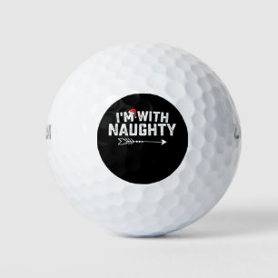 I'm With Naughty Matching Christmas Couples Golf Balls