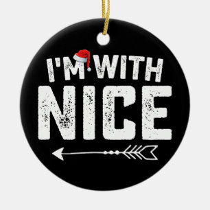 I'm With Nice Matching Christmas Couples Family Ceramic Tree Decoration