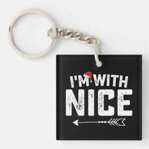 I'm With Nice Matching Christmas Couples Family Key Ring
