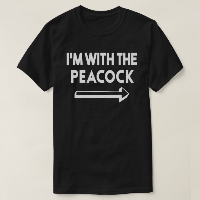 I'm With Peacock Easy Halloween Matching Couples T-Shirt (Design Front)