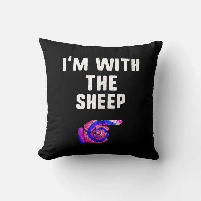 Im With Sheep Tie Dye | Halloween Dog Present Cushion (Front)