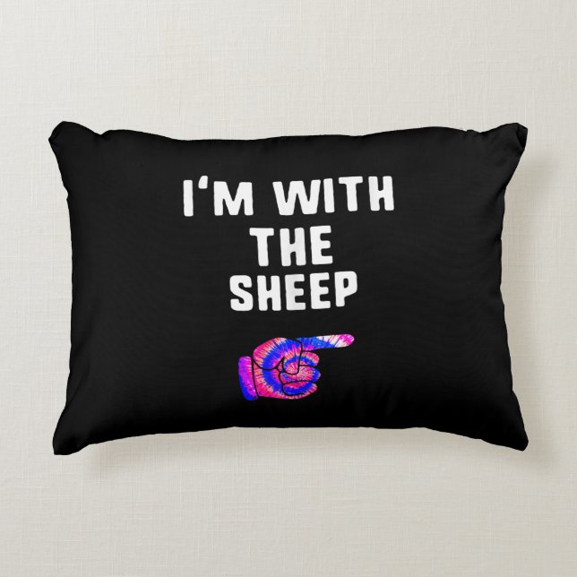 Im With Sheep Tie Dye | Halloween Dog Present Decorative Cushion (Front)