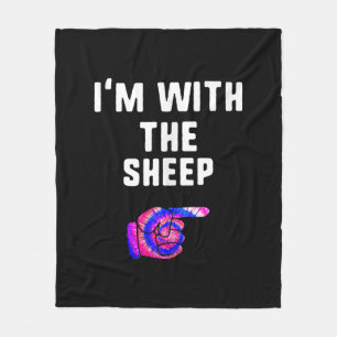 Im With Sheep Tie Dye   Halloween Dog Present Fleece Blanket