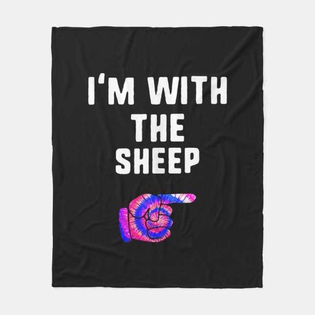 Im With Sheep Tie Dye | Halloween Dog Present Fleece Blanket (Front)
