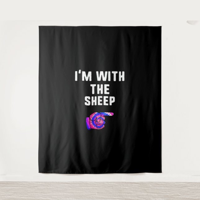 Im With Sheep Tie Dye | Halloween Dog Present Tapestry (Front)