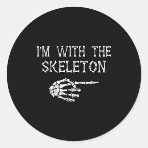 I'm With Skeleton Funny Couples Matching Halloween Classic Round Sticker