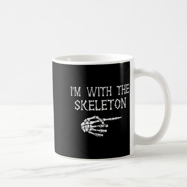 I'm With Skeleton Funny Couples Matching Halloween Coffee Mug (Right)