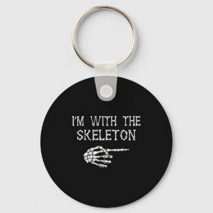 I'm With Skeleton Funny Couples Matching Halloween Key Ring