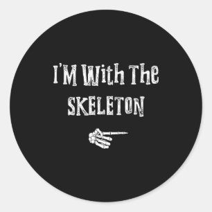 I'm With Skeleton Halloween Costume Funny Couples  Classic Round Sticker