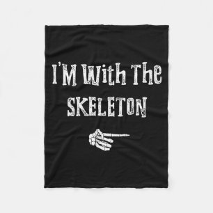 I'm With Skeleton Halloween Costume Funny Couples Fleece Blanket