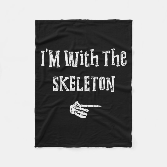 I'm With Skeleton Halloween Costume Funny Couples  Fleece Blanket (Front)