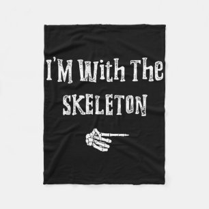 I'm With Skeleton Halloween Costume Funny Couples  Fleece Blanket