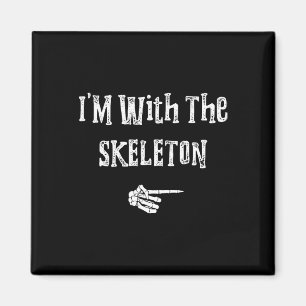 I'm With Skeleton Halloween Costume Funny Couples Magnet