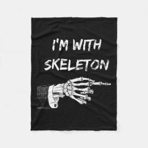 I'm With Skeleton Halloween Matching Costume Skele Fleece Blanket