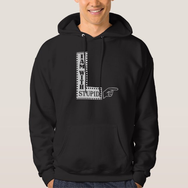 I'm With Stupid Pointing Right Hoodie (Front)