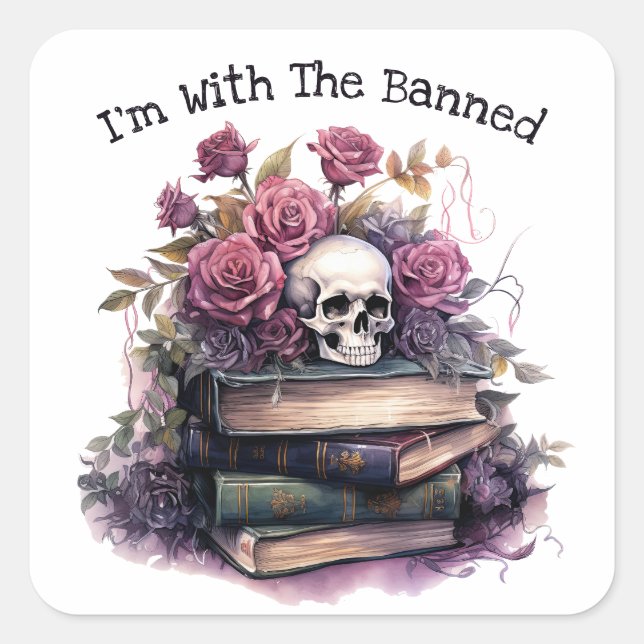 I'm With The Banned, Book Lover Square Sticker (Front)