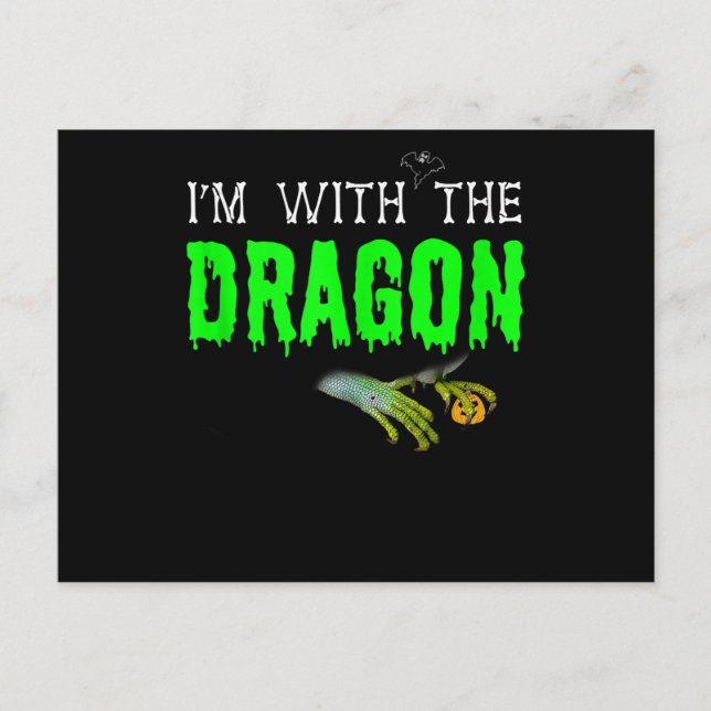 Im With The Dragon Funny Couple Halloween Cosplay Postcard (Front)