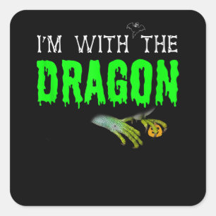 Im With The Dragon Funny Couple Halloween Cosplay Square Sticker