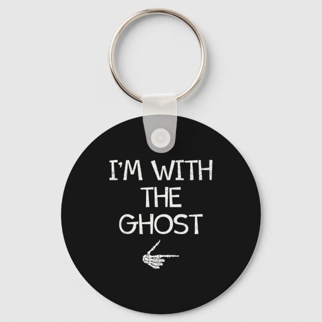 I'm With The Ghost Funny Halloween Costume Couples Key Ring (Front)