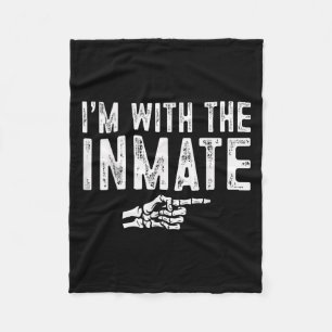 I'm With The Inmate Easy Costume Halloween Couples Fleece Blanket