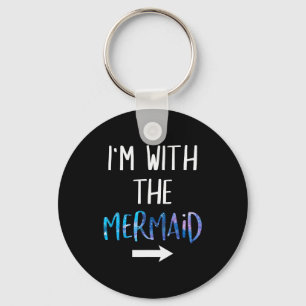I'm With The Mermaid Funny Lazy Mermaid Halloween Key Ring
