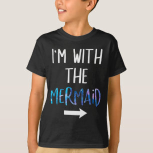 I'm With The Mermaid Funny Lazy Mermaid Halloween  T-Shirt