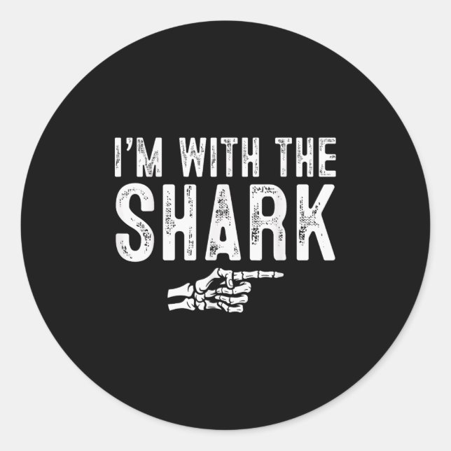 I'm With The Shark Easy Costume Halloween Couples  Classic Round Sticker (Front)
