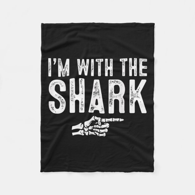 I'm With The Shark Easy Costume Halloween Couples  Fleece Blanket (Front)